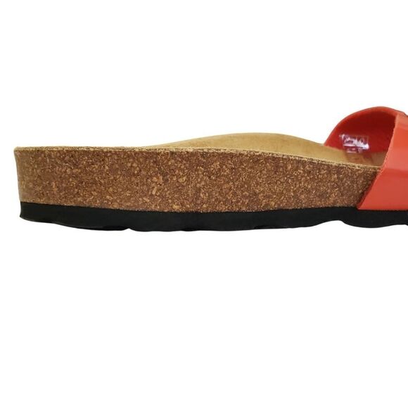 NEW Bayton neon coral slides with adjustable buckles 'Zephyr' / Women's 8 shoes - Picture 4 of 6